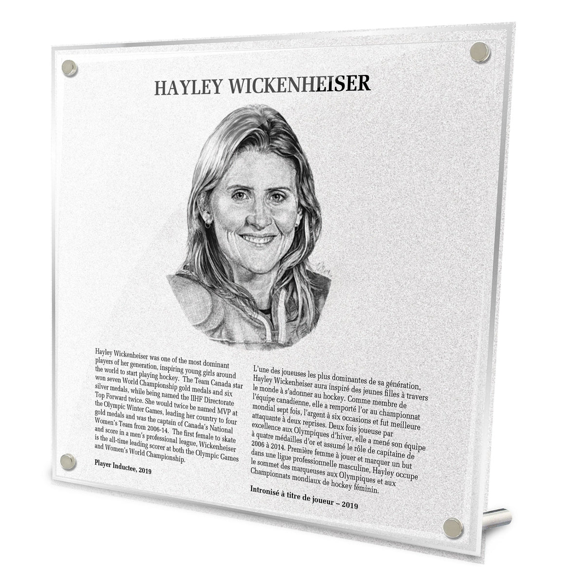 Hayley Wickenheiser Replica Hockey Hall of Fame Plaque product image 1, provided for visual reference and product detail