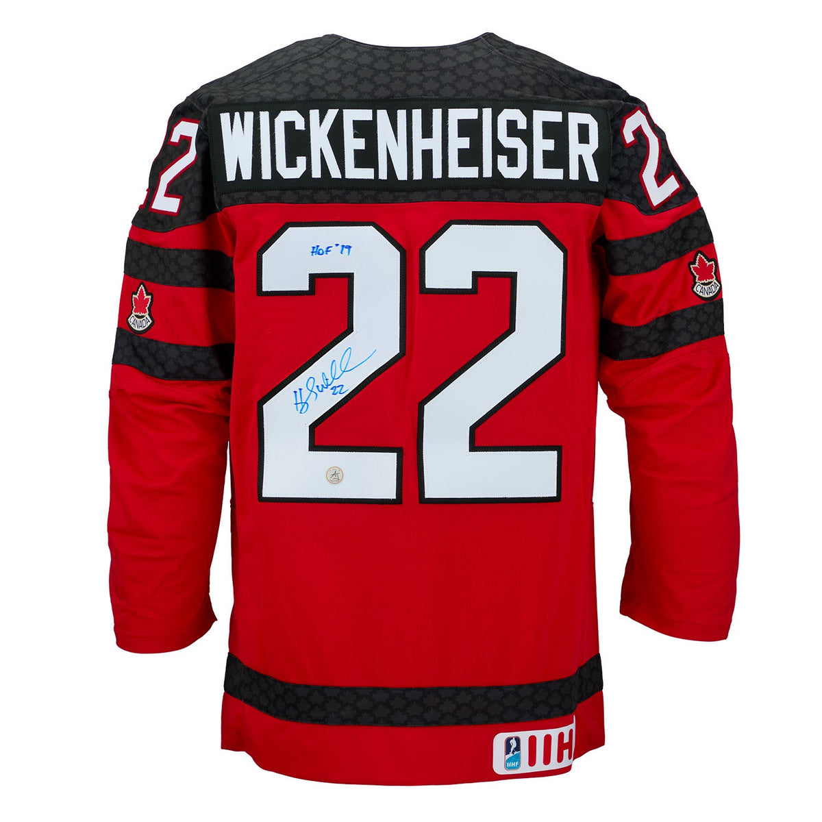 Hayley Wickenheiser Signed & Inscribed Team Canada Red Nike Hockey Jersey product image 1, provided for visual reference and