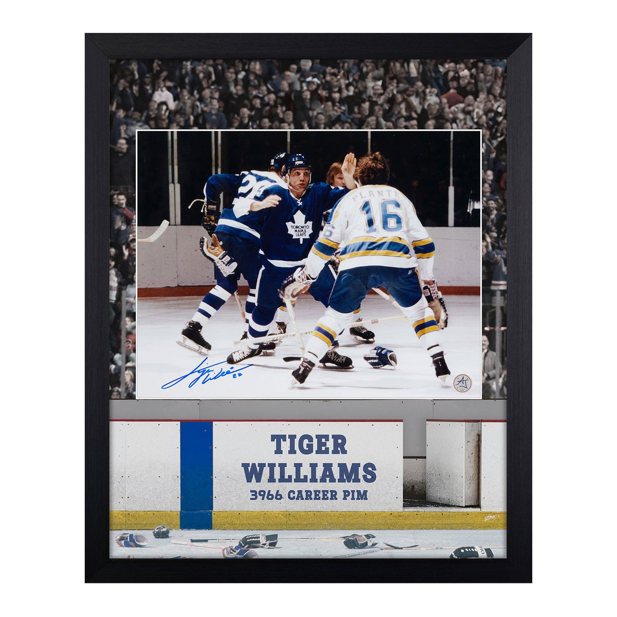 Tiger Williams Autographed Toronto Maple Leafs Penalty Box 19x23 Frame product image 1, provided for visual reference and