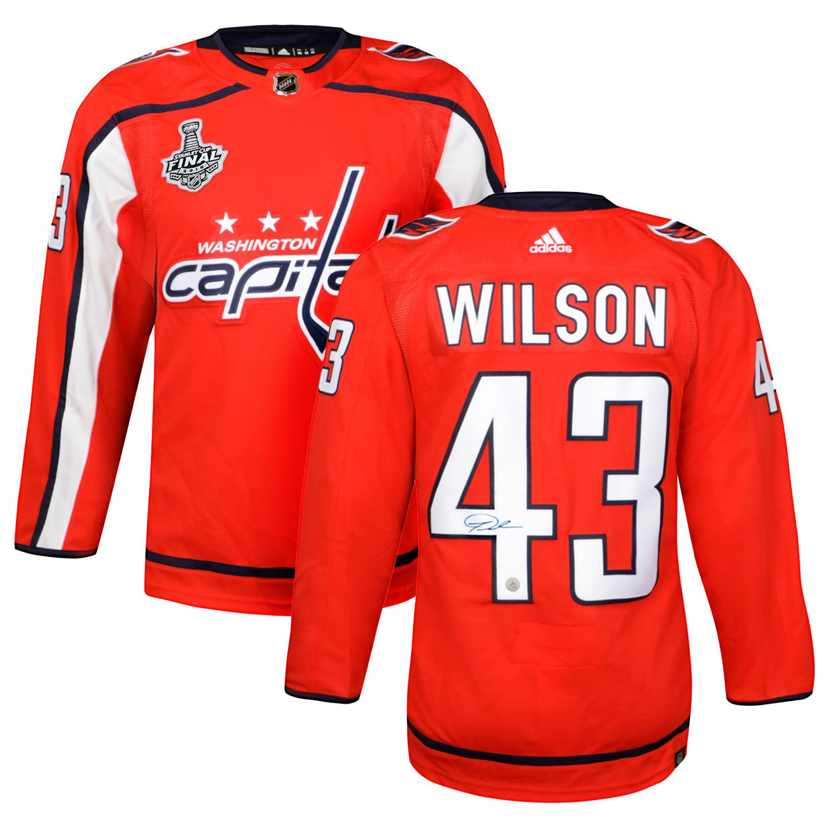 Tom Wilson Signed Washington Capitals 2018 Stanley Cup adidas Jersey product image 3, provided for visual reference and