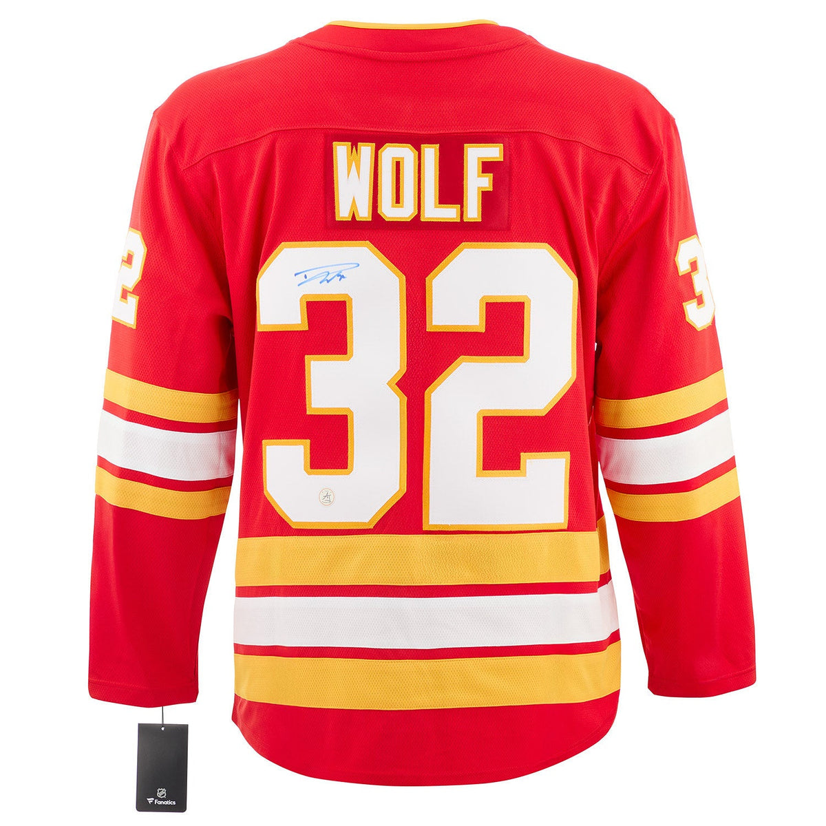 Dustin Wolf Autographed Calgary Flames Fanatics Breakaway Jersey product image 1, provided for visual reference and product