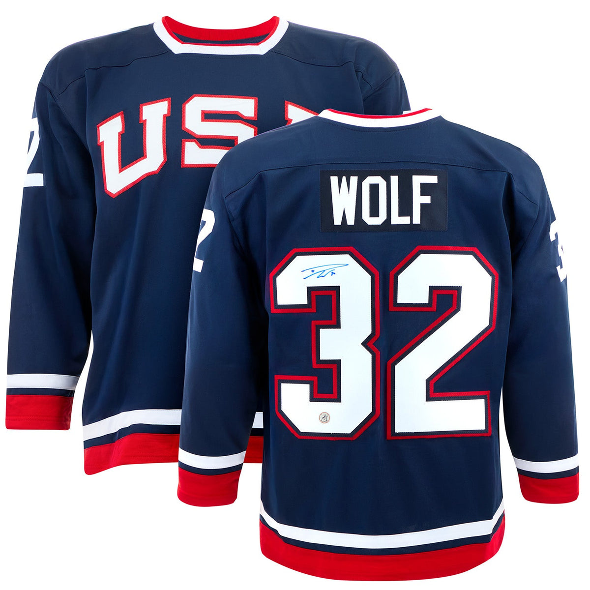 Dustin Wolf Autographed Team USA Stars and Stripes Hockey Jersey product image 3, provided for visual reference and product