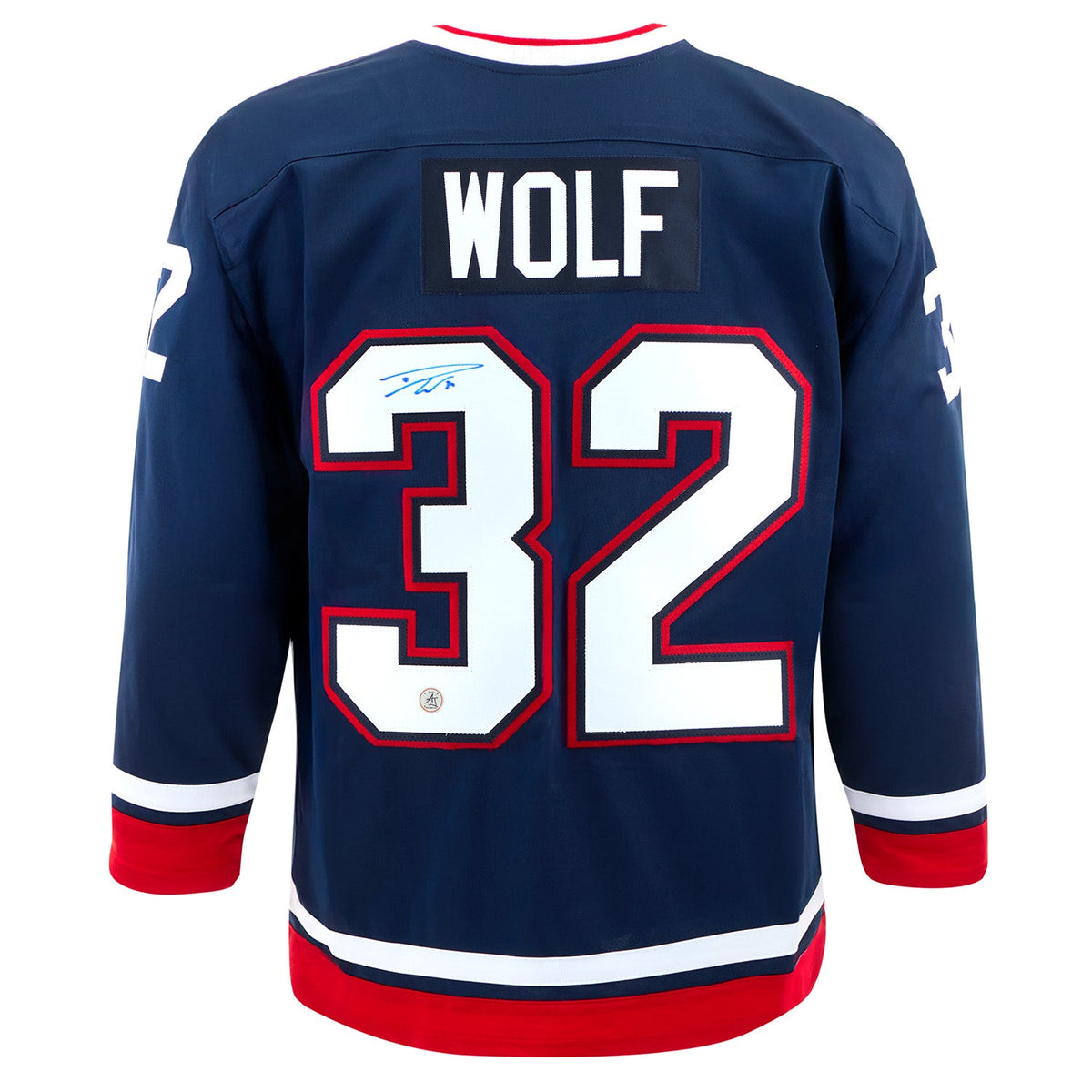 Dustin Wolf Autographed Team USA Stars and Stripes Hockey Jersey product image 1, provided for visual reference and product