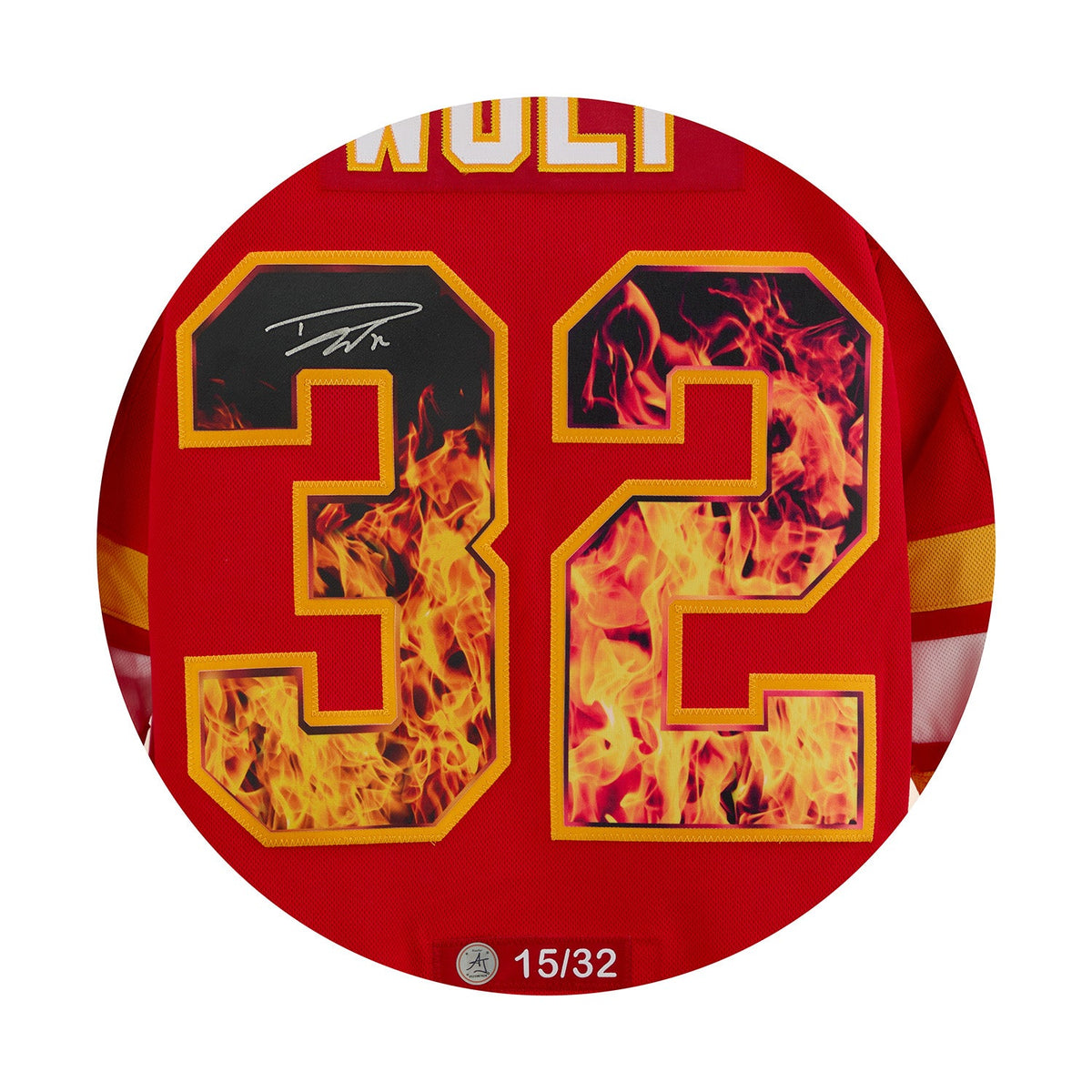 Dustin Wolf Signed Calgary Flames Roaring Fire adidas Art Jersey #15/32 product image 3, provided for visual reference and