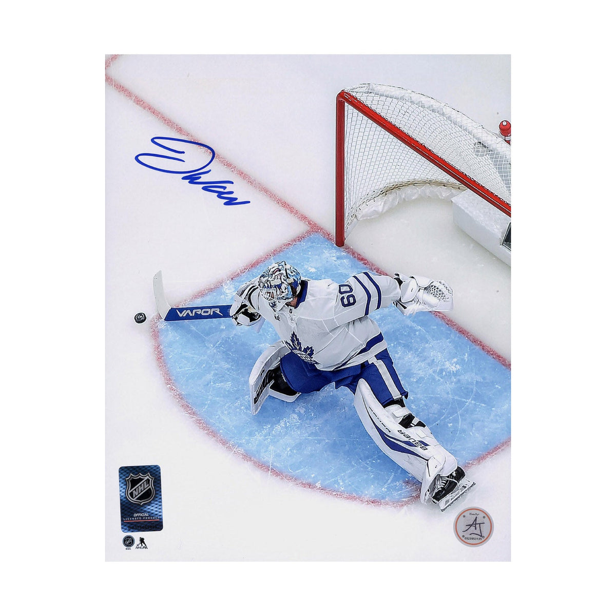 Joseph Woll Signed Toronto Maple Leafs Aerial Crease View 8x10 Photo product image 1, provided for visual reference and