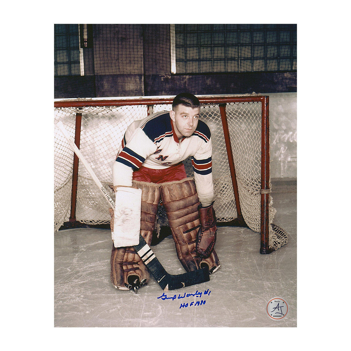 Gump Worsley Autographed New York Rangers Goalie 8x10 Photo product image 1, provided for visual reference and product