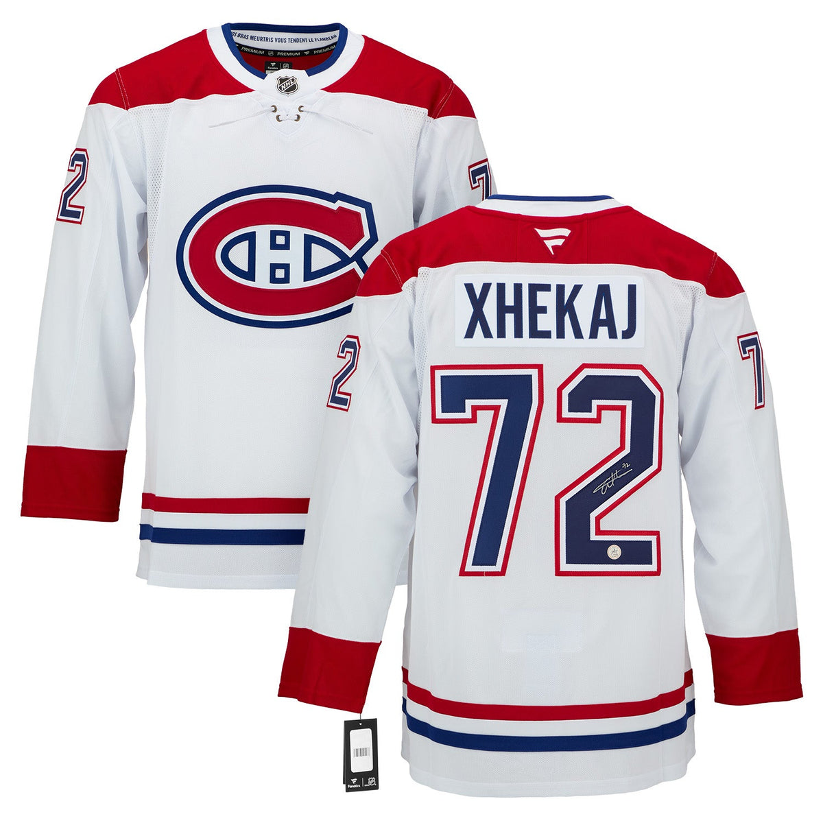 Arber Xhekaj Signed Montreal Canadiens White Fanatics Premium Jersey product image 3, provided for visual reference and