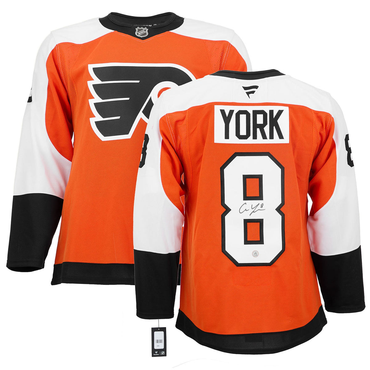 Cam York Autographed Philadelphia Flyers Fanatics Premium Jersey product image 3, provided for visual reference and product