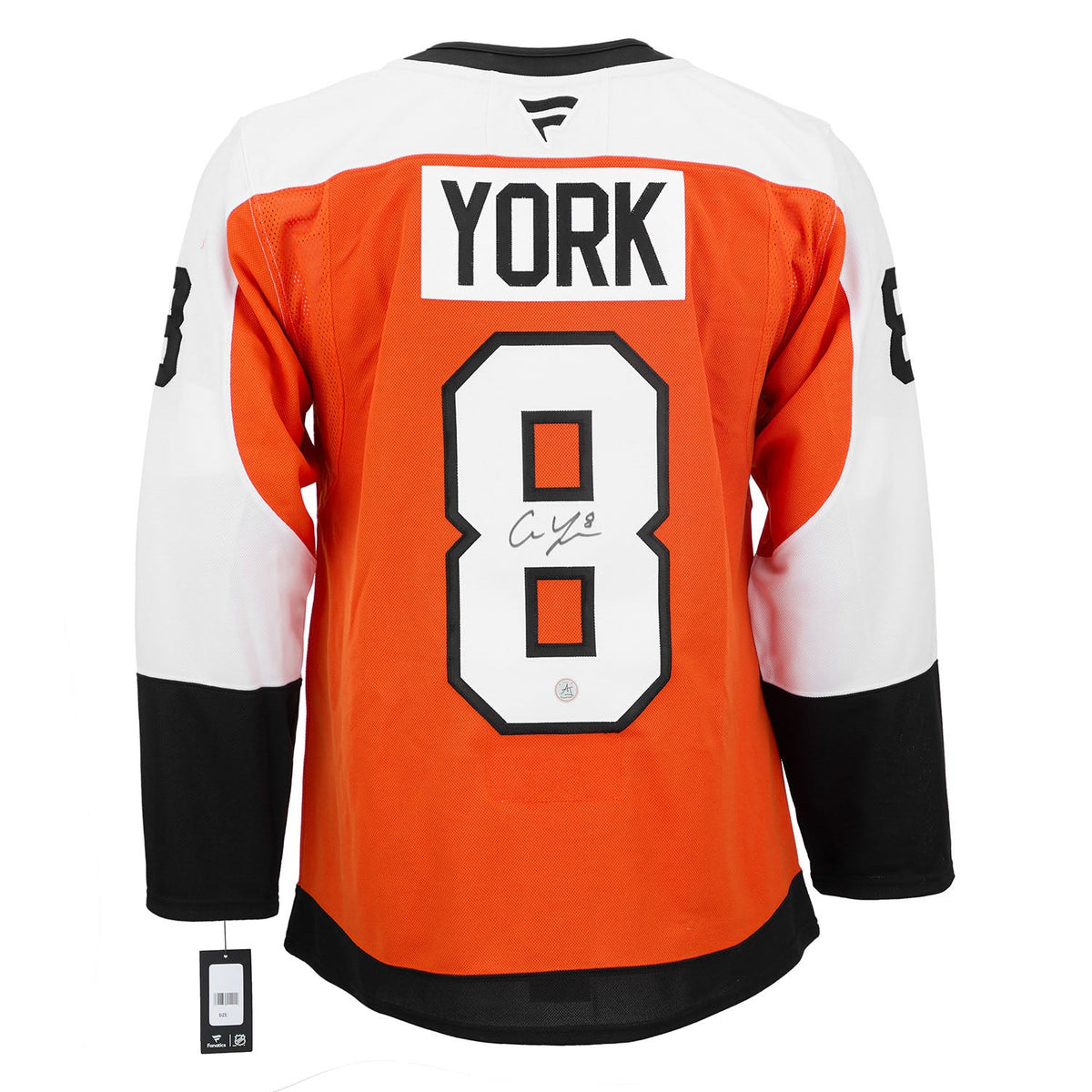 Cam York Autographed Philadelphia Flyers Fanatics Premium Jersey product image 1, provided for visual reference and product