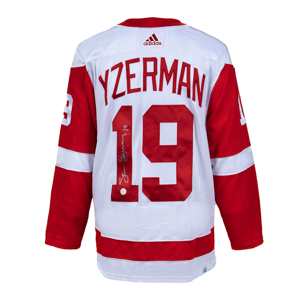 Steve Yzerman Signed Detroit Red Wings White adidas Jersey product image 1, provided for visual reference and product detail