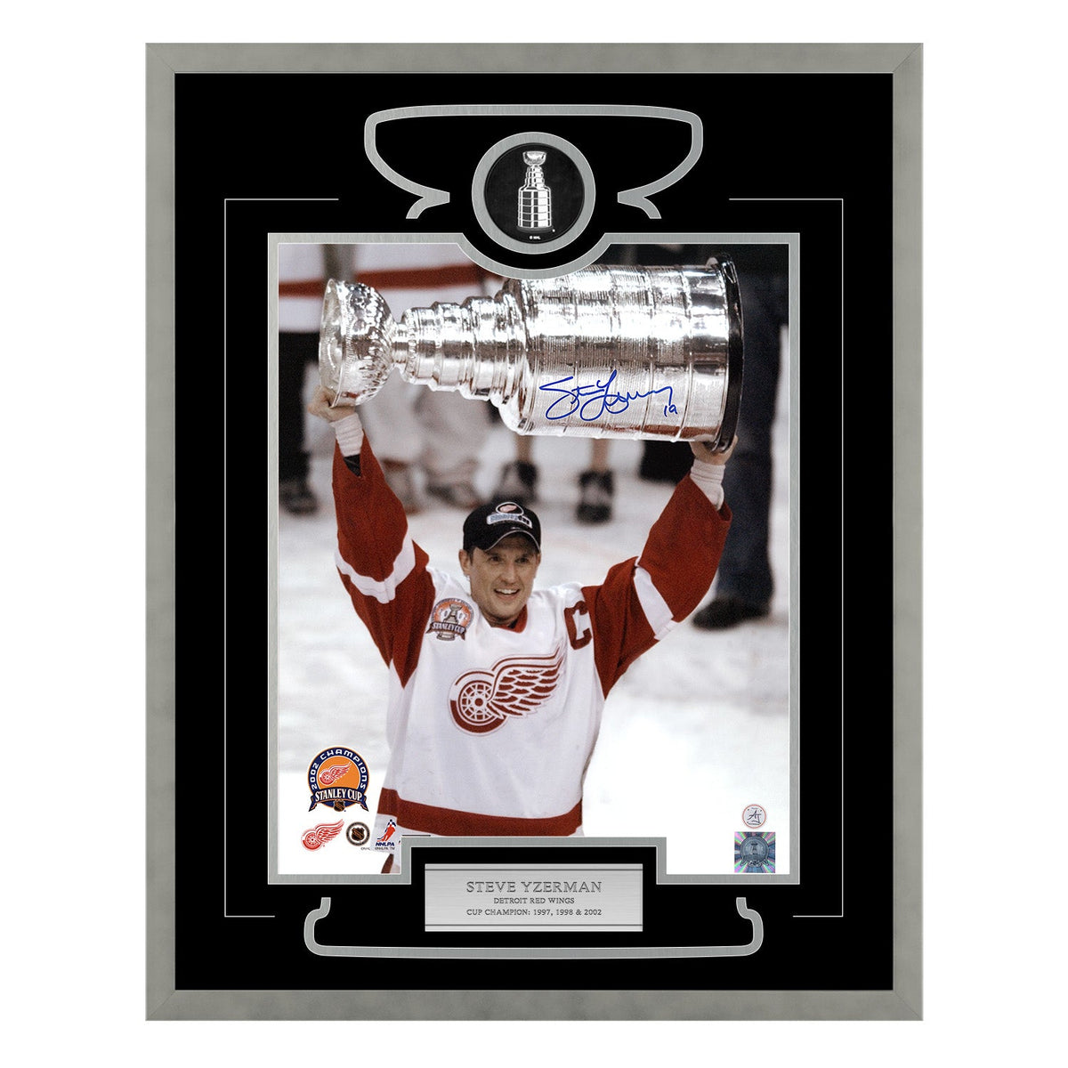 Steve Yzerman Signed Detroit Red Wings Stanley Cup Victory 26x32 Frame product image 1, provided for visual reference and