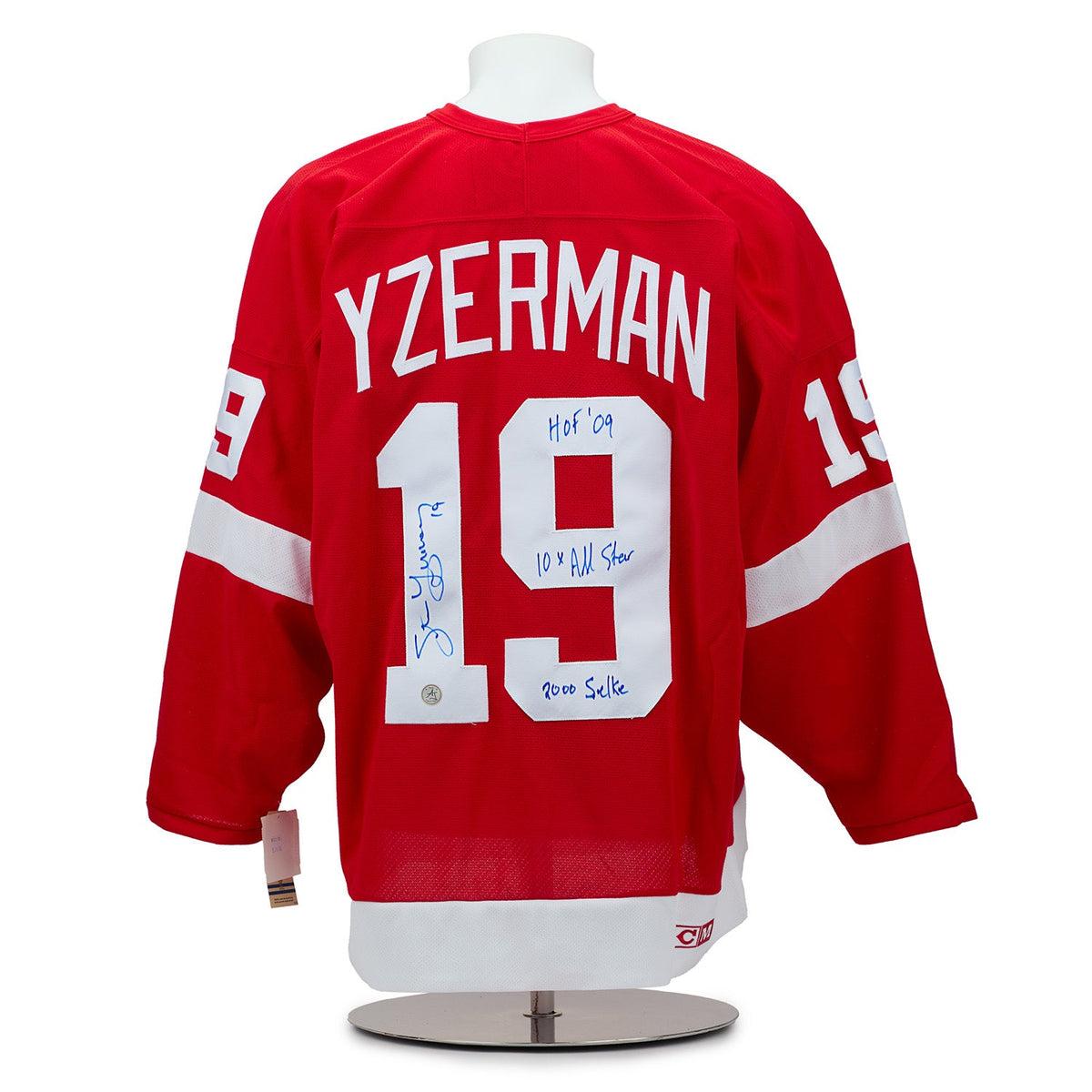 Steve Yzerman Detroit Red Wings Signed & Inscribed Vintage CCM Stats Jersey product image 1, provided for visual reference