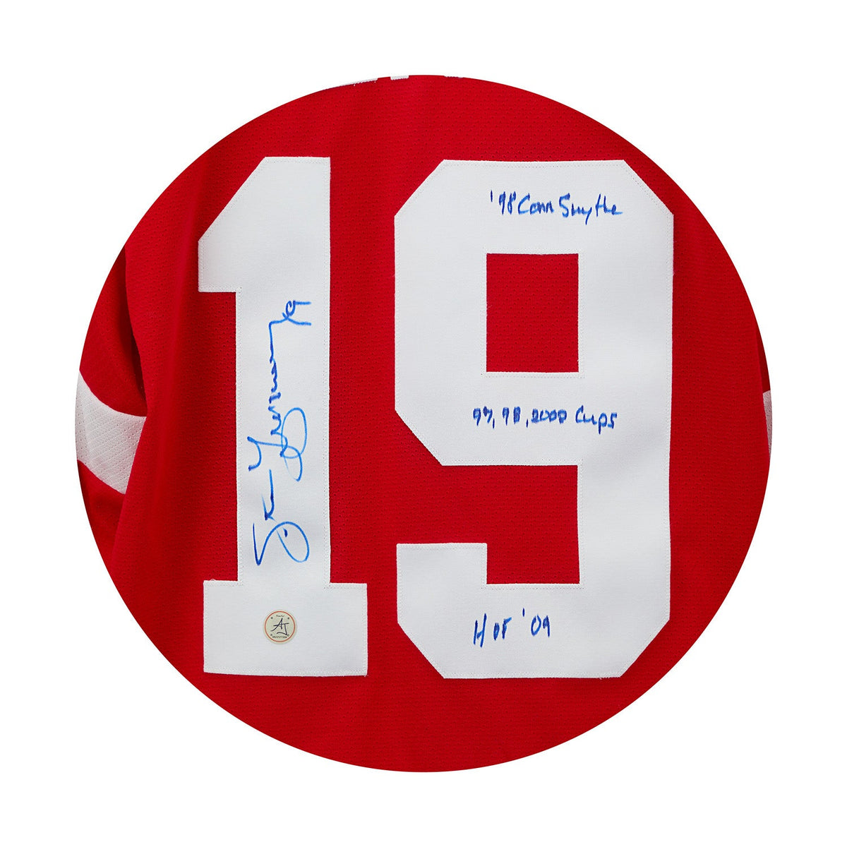 Steve Yzerman Detroit Red Wings Signed & Inscribed Vintage CCM Stats Jersey product image 3, provided for visual reference