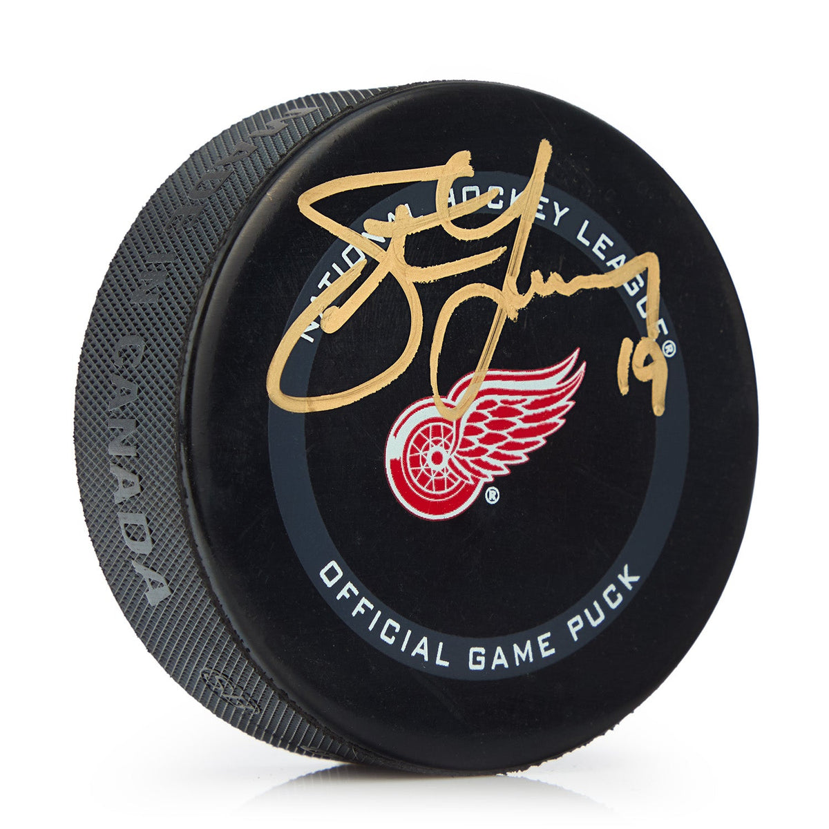 Steve Yzerman Signed Detroit Red Wings Official Game Puck product image 1, provided for visual reference and product detail