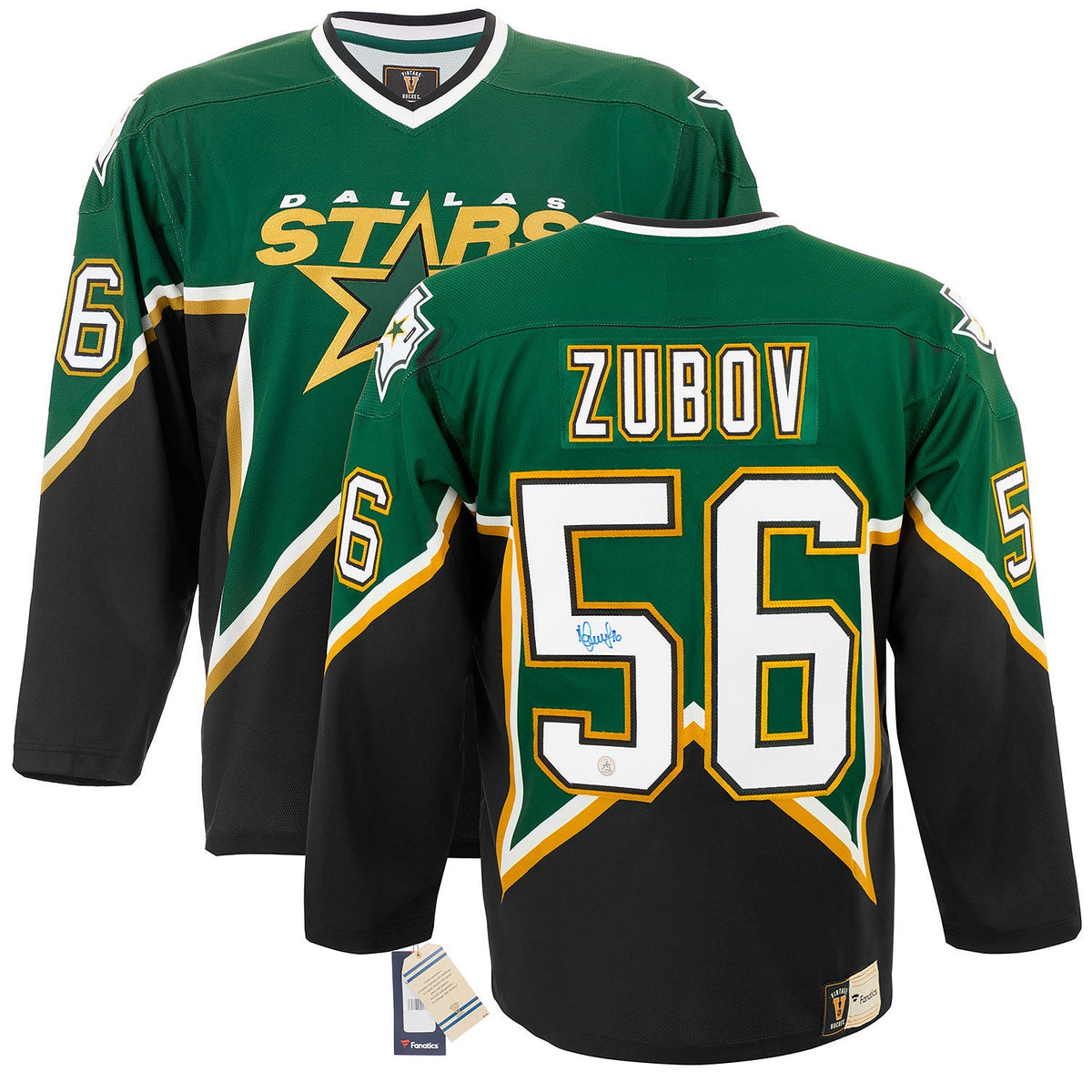 Sergei Zubov Autographed Dallas Stars Fanatics Throwback Jersey product image 3, provided for visual reference and product