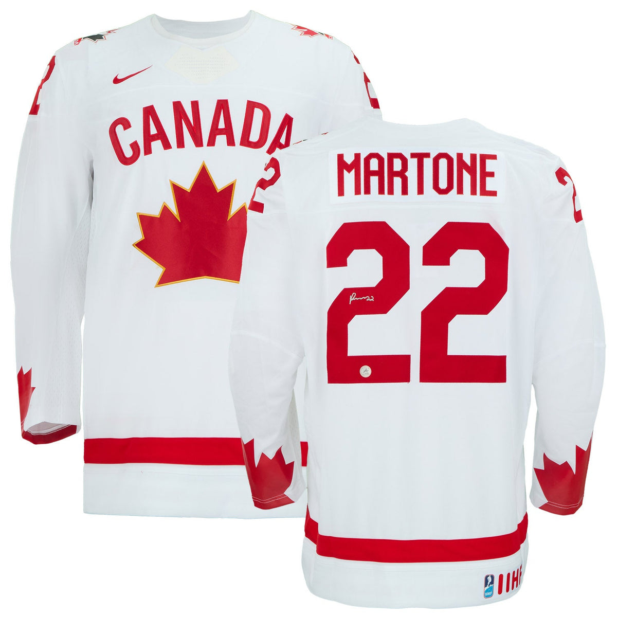 Porter Martone Autographed Team Canada White Heritage Nike Jersey product image 3, provided for visual reference and product