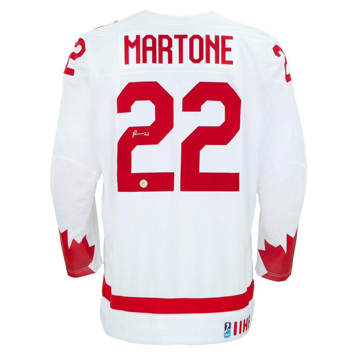 Porter Martone Autographed Team Canada White Heritage Nike Jersey product image 1, provided for visual reference and product