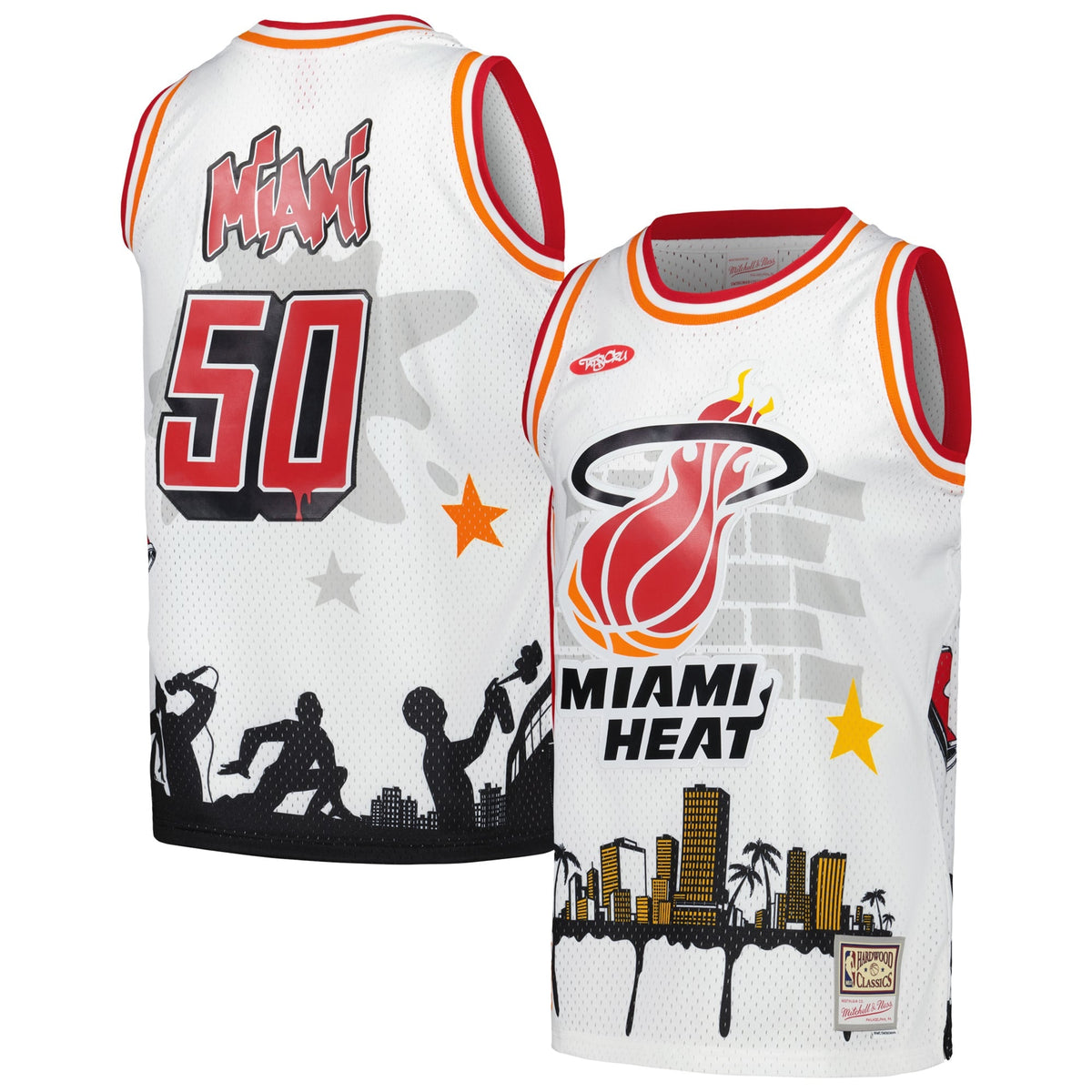 Men's Miami Heat Mitchell & Ness x Tats Cru White Hardwood product image 2