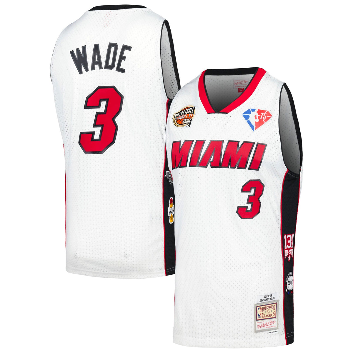 Unisex Miami Heat Dwyane Wade Mitchell & Ness White Hall of product image 1