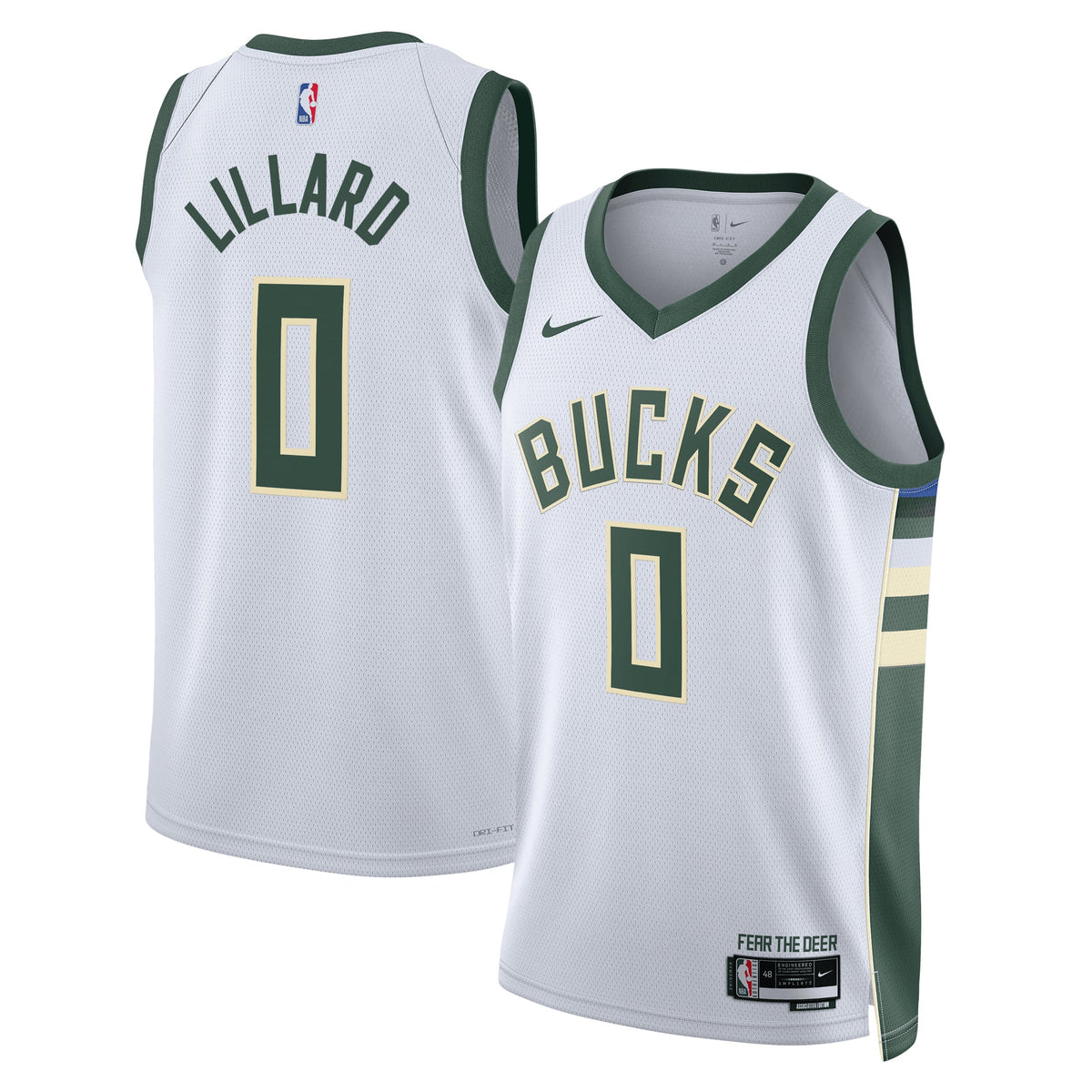 Unisex Milwaukee Bucks Damian Lillard Nike White Fear The product image 1
