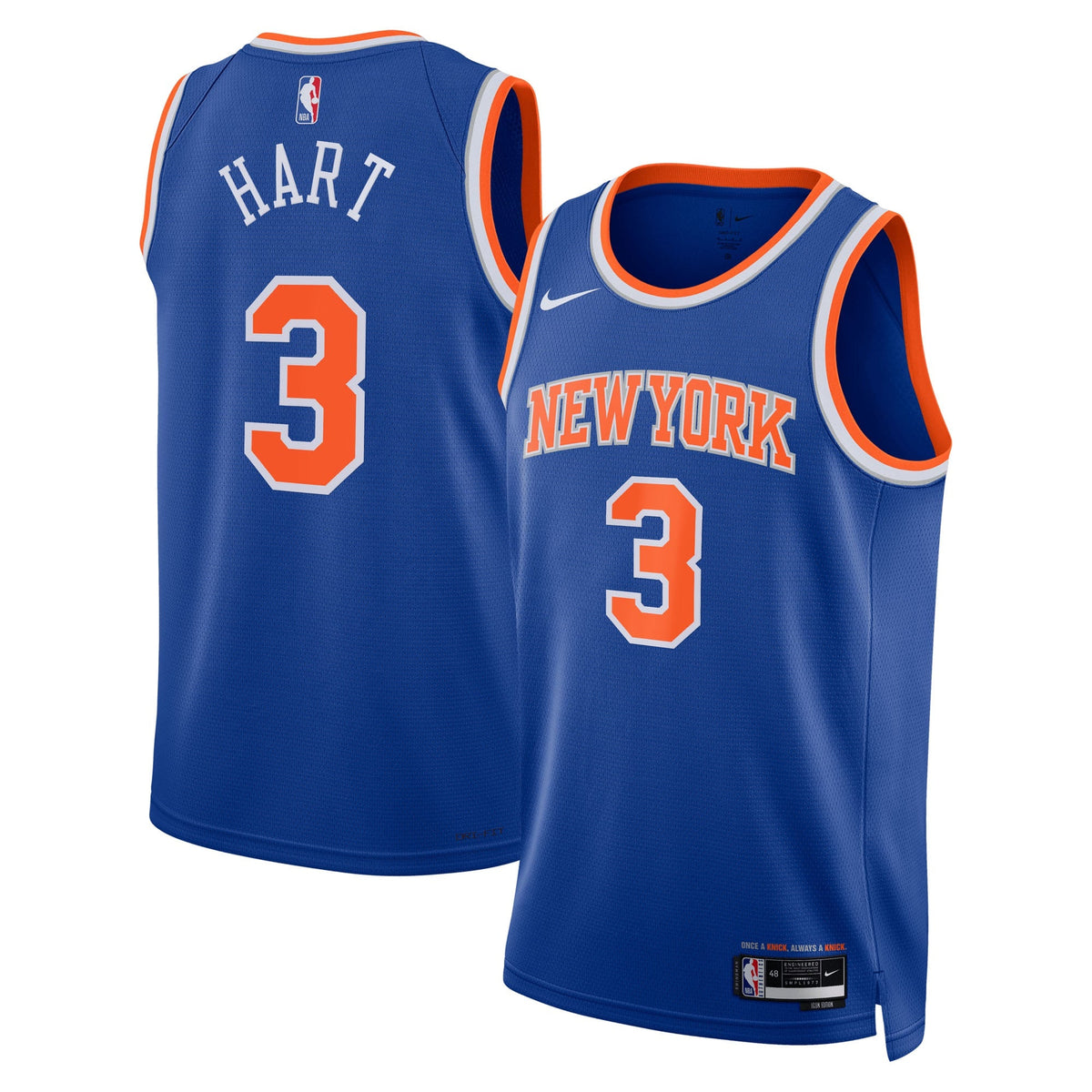 Unisex New York Knicks Josh Hart Nike Blue Swingman Jersey product image 1