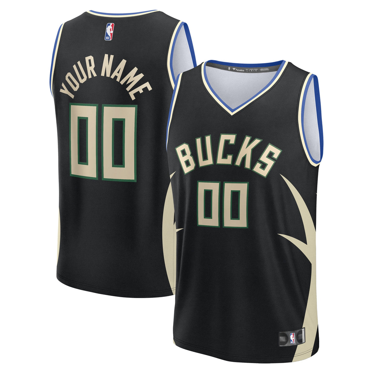 Youth Milwaukee Bucks Fanatics Black Fast Break Custom product image 1