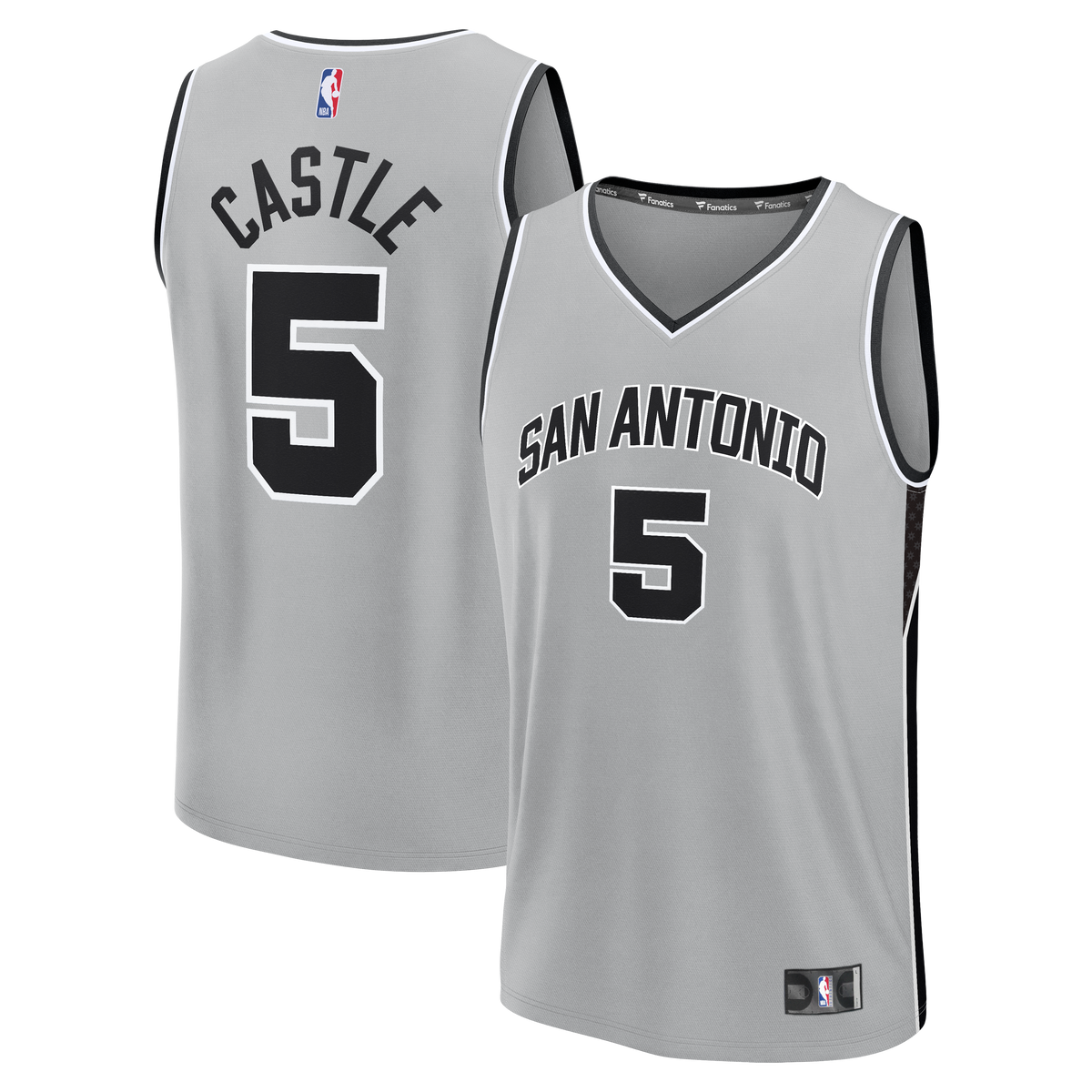 Youth San Antonio Spurs Stephon Castle Fanatics Silver Fast product image 1