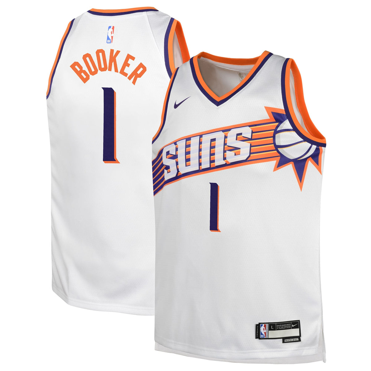 Youth Phoenix Suns Devin Booker Nike White Swingman Jersey product image 2